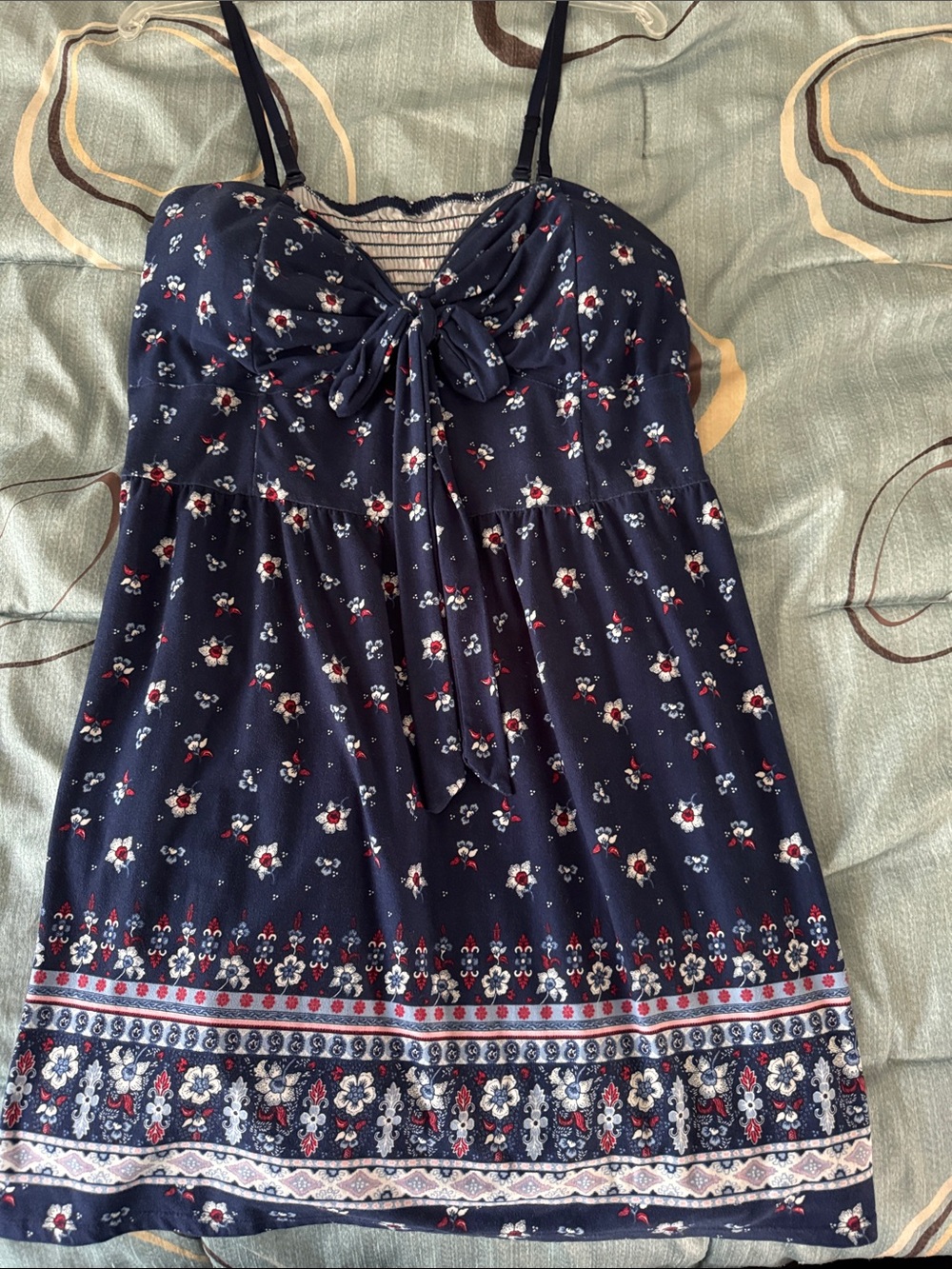 Navy Floral Tie-Front Sundress